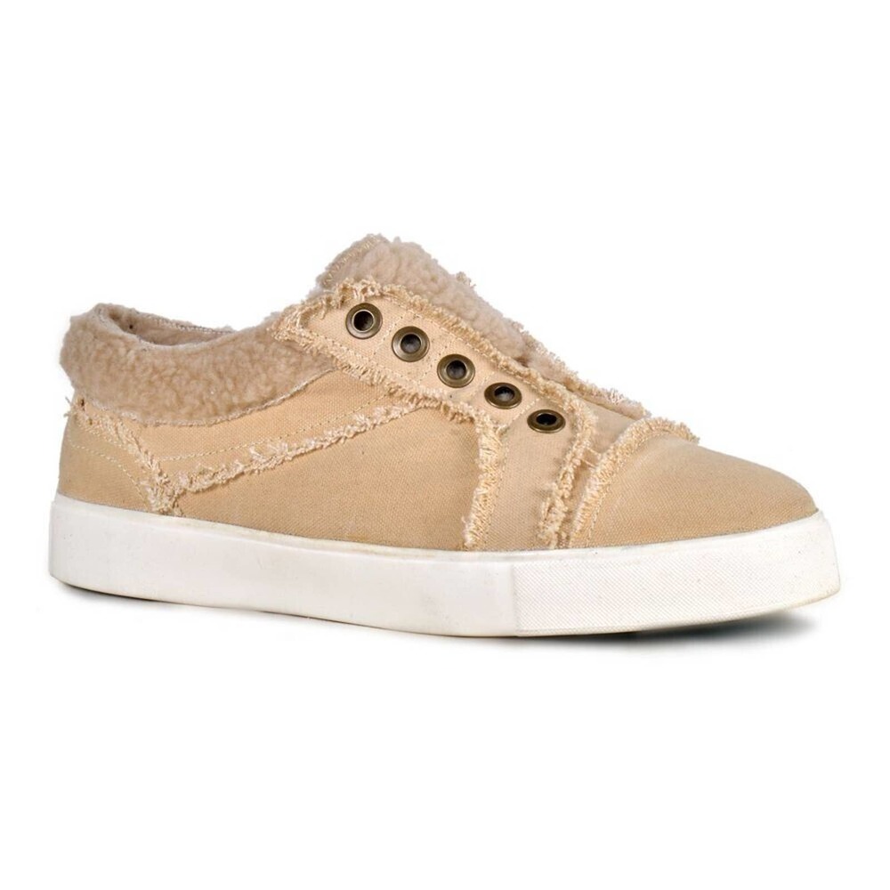 Myra Shoes Shearling Lined Sneakers Size 10 Fancy Beige Cloth NEW Shearling
